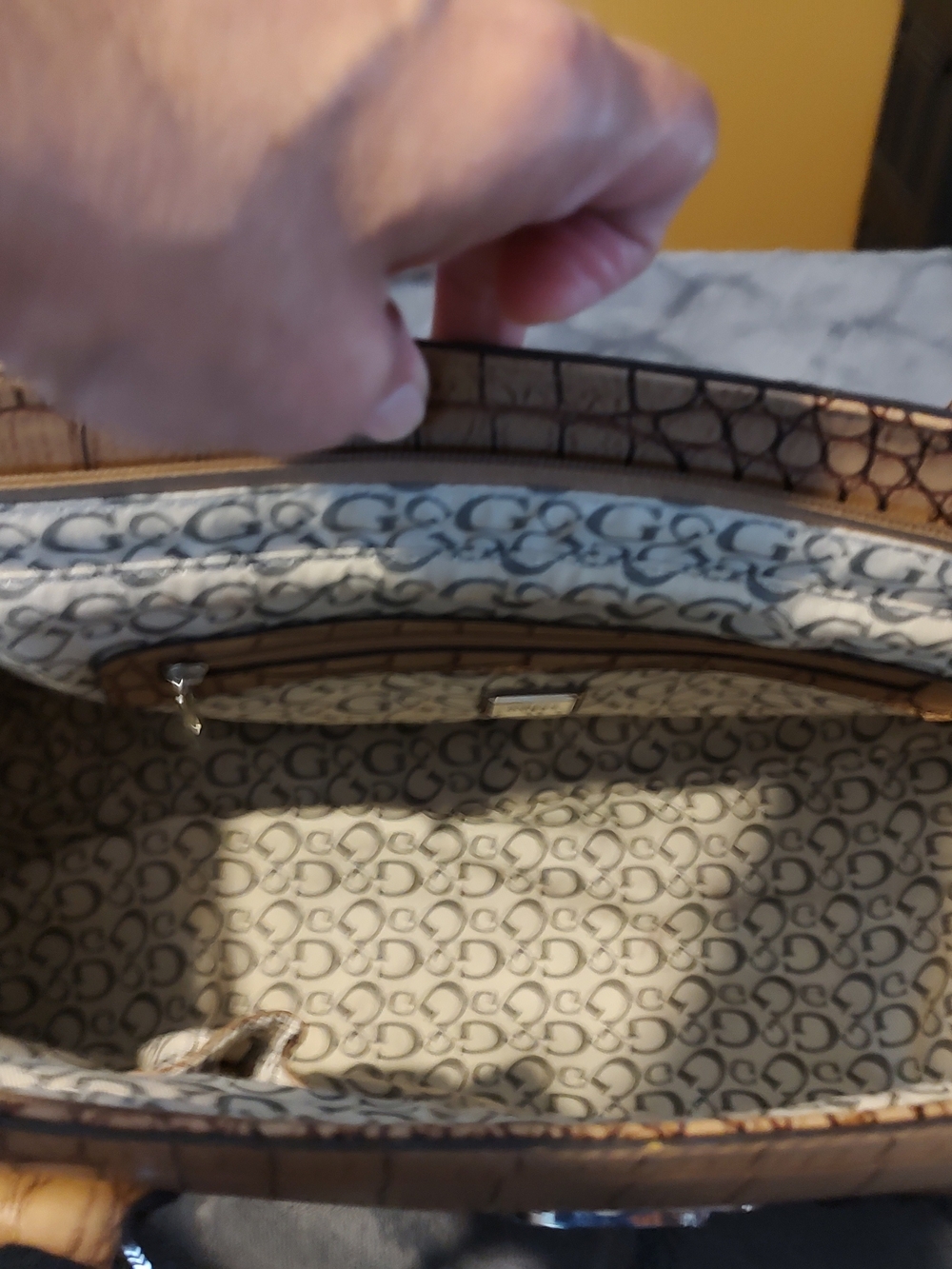 G by Guess Croc-Embossed Satchel in Taupe/Brown - Picture 5 of 5